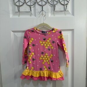 Simply Southern Pink and Yellow Bee Pattern Dress